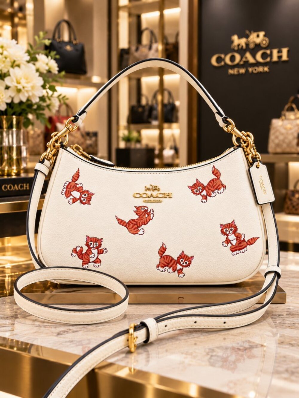 COACH Teri Shoulder Crossbody Bag With Dancing Kitten Print CC777 - 2022 NEW!